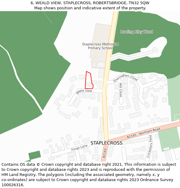 6, WEALD VIEW, STAPLECROSS, ROBERTSBRIDGE, TN32 5QW: Location map and indicative extent of plot