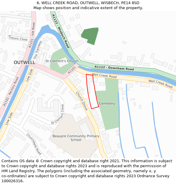 6, WELL CREEK ROAD, OUTWELL, WISBECH, PE14 8SD: Location map and indicative extent of plot