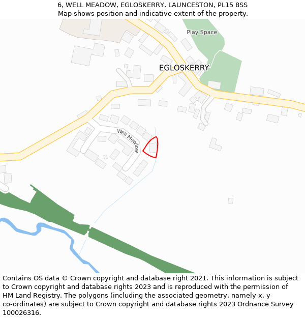 6, WELL MEADOW, EGLOSKERRY, LAUNCESTON, PL15 8SS: Location map and indicative extent of plot