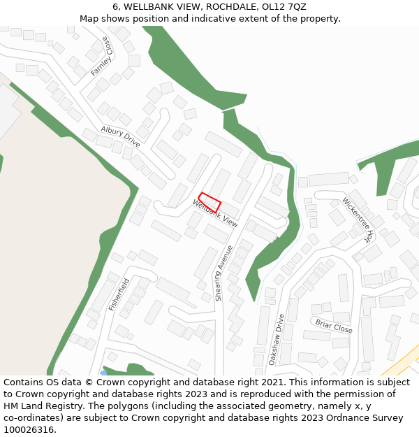 6, WELLBANK VIEW, ROCHDALE, OL12 7QZ: Location map and indicative extent of plot
