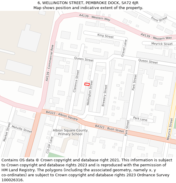 6, WELLINGTON STREET, PEMBROKE DOCK, SA72 6JR: Location map and indicative extent of plot