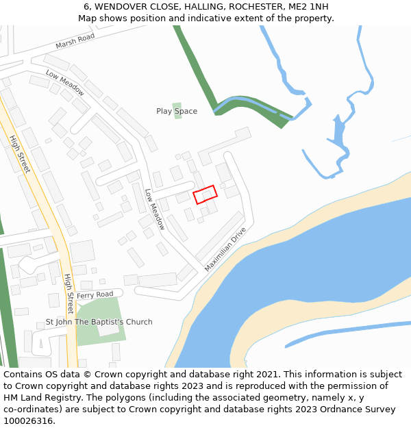 6, WENDOVER CLOSE, HALLING, ROCHESTER, ME2 1NH: Location map and indicative extent of plot