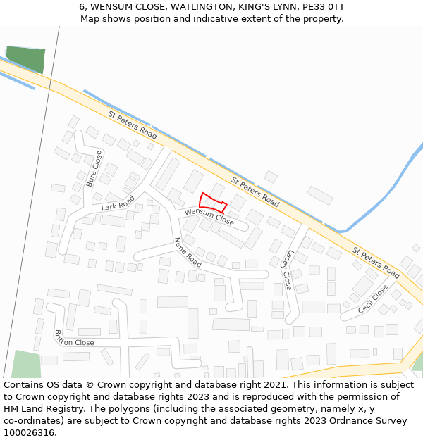 6, WENSUM CLOSE, WATLINGTON, KING'S LYNN, PE33 0TT: Location map and indicative extent of plot