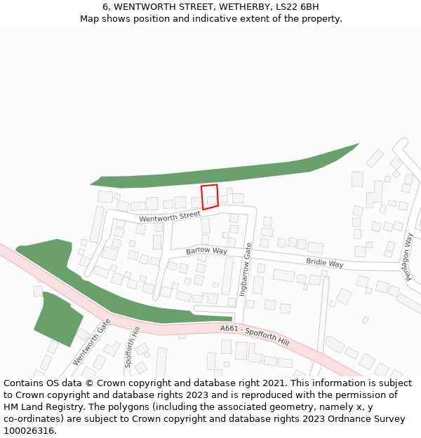 6, WENTWORTH STREET, WETHERBY, LS22 6BH: Location map and indicative extent of plot