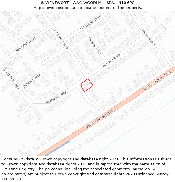 6, WENTWORTH WAY, WOODHALL SPA, LN10 6PG: Location map and indicative extent of plot