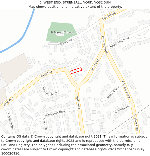 6, WEST END, STRENSALL, YORK, YO32 5UH: Location map and indicative extent of plot