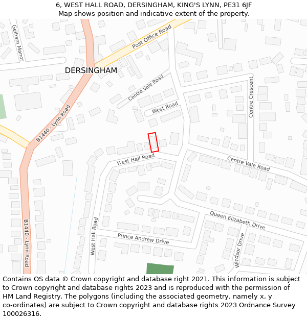 6, WEST HALL ROAD, DERSINGHAM, KING'S LYNN, PE31 6JF: Location map and indicative extent of plot