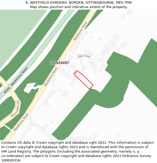 6, WESTFIELD GARDENS, BORDEN, SITTINGBOURNE, ME9 7PW: Location map and indicative extent of plot