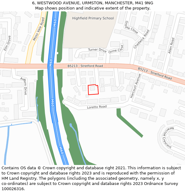 6, WESTWOOD AVENUE, URMSTON, MANCHESTER, M41 9NG: Location map and indicative extent of plot