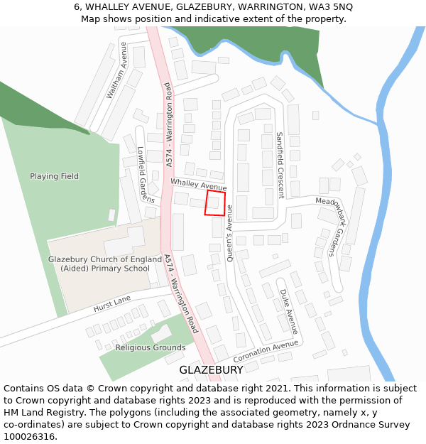 6, WHALLEY AVENUE, GLAZEBURY, WARRINGTON, WA3 5NQ: Location map and indicative extent of plot