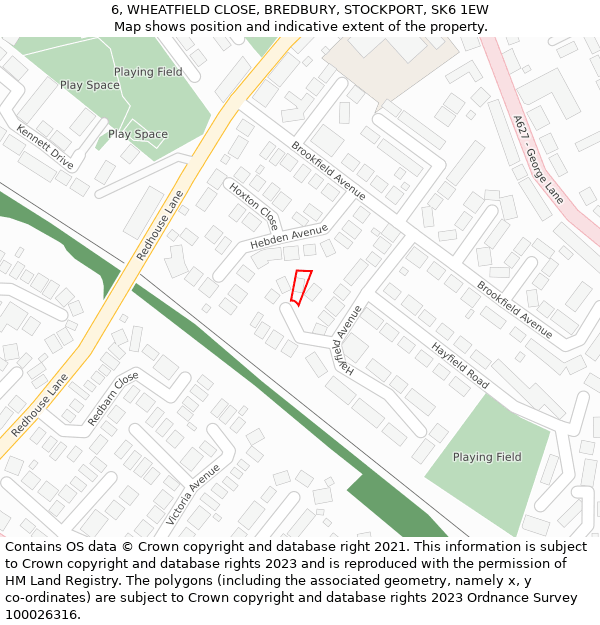 6, WHEATFIELD CLOSE, BREDBURY, STOCKPORT, SK6 1EW: Location map and indicative extent of plot