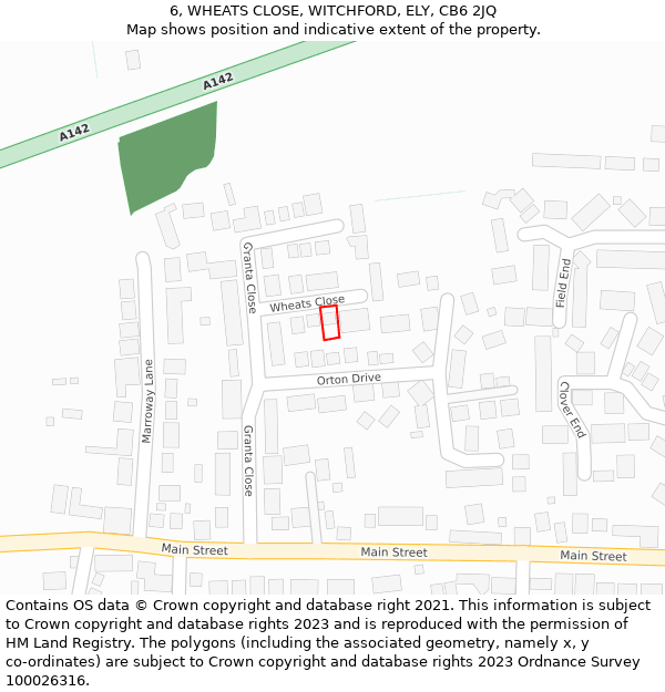 6, WHEATS CLOSE, WITCHFORD, ELY, CB6 2JQ: Location map and indicative extent of plot