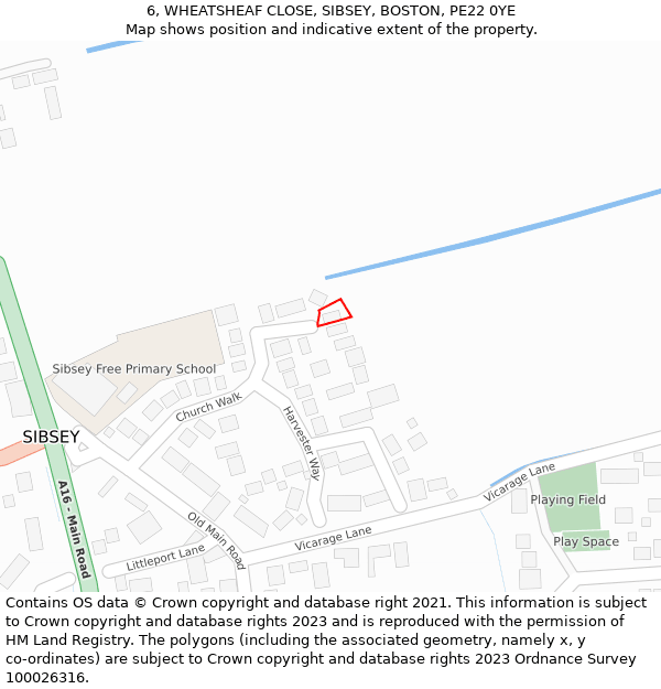 6, WHEATSHEAF CLOSE, SIBSEY, BOSTON, PE22 0YE: Location map and indicative extent of plot