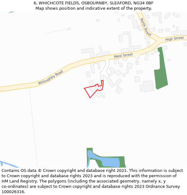 6, WHICHCOTE FIELDS, OSBOURNBY, SLEAFORD, NG34 0BF: Location map and indicative extent of plot