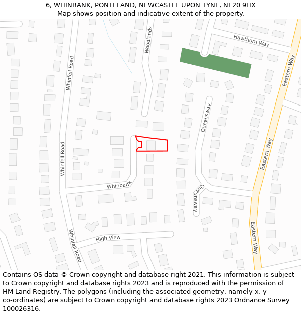 6, WHINBANK, PONTELAND, NEWCASTLE UPON TYNE, NE20 9HX: Location map and indicative extent of plot