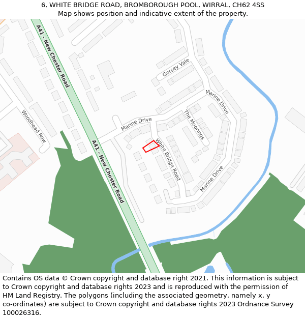 6, WHITE BRIDGE ROAD, BROMBOROUGH POOL, WIRRAL, CH62 4SS: Location map and indicative extent of plot
