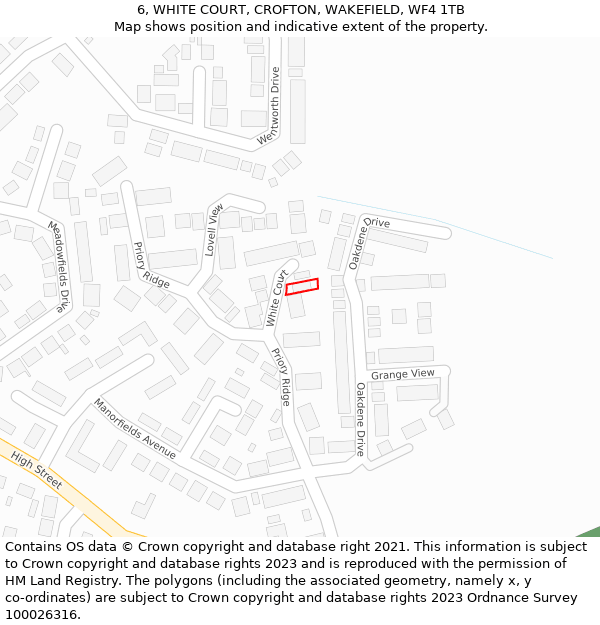 6, WHITE COURT, CROFTON, WAKEFIELD, WF4 1TB: Location map and indicative extent of plot