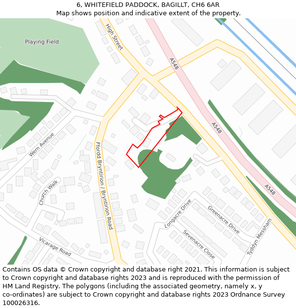 6, WHITEFIELD PADDOCK, BAGILLT, CH6 6AR: Location map and indicative extent of plot