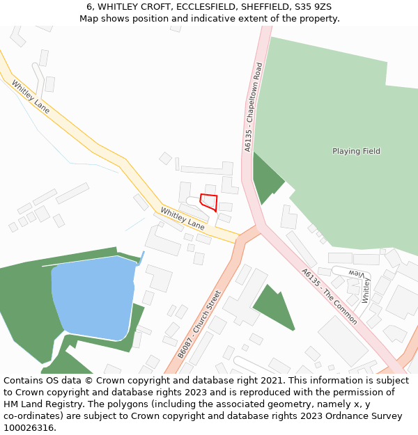 6, WHITLEY CROFT, ECCLESFIELD, SHEFFIELD, S35 9ZS: Location map and indicative extent of plot