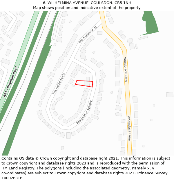 6, WILHELMINA AVENUE, COULSDON, CR5 1NH: Location map and indicative extent of plot