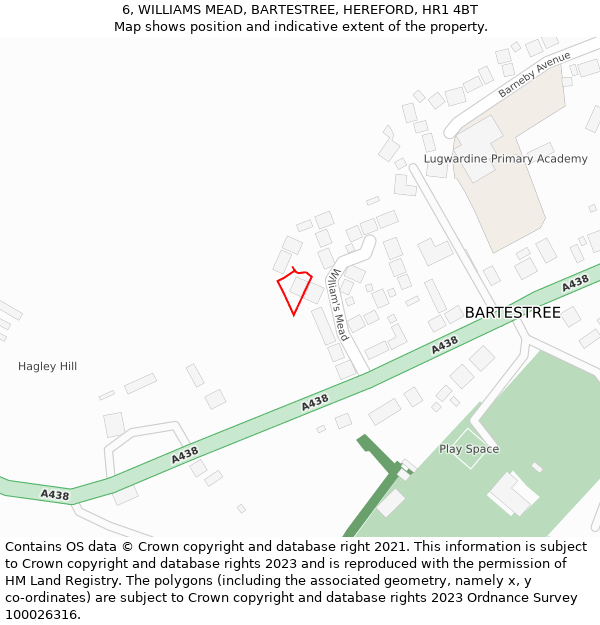 6, WILLIAMS MEAD, BARTESTREE, HEREFORD, HR1 4BT: Location map and indicative extent of plot