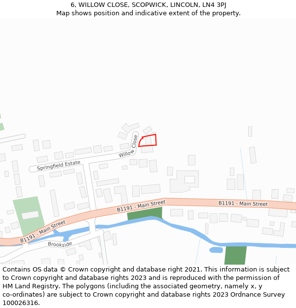 6, WILLOW CLOSE, SCOPWICK, LINCOLN, LN4 3PJ: Location map and indicative extent of plot