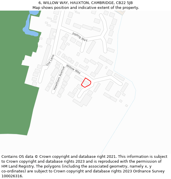 6, WILLOW WAY, HAUXTON, CAMBRIDGE, CB22 5JB: Location map and indicative extent of plot