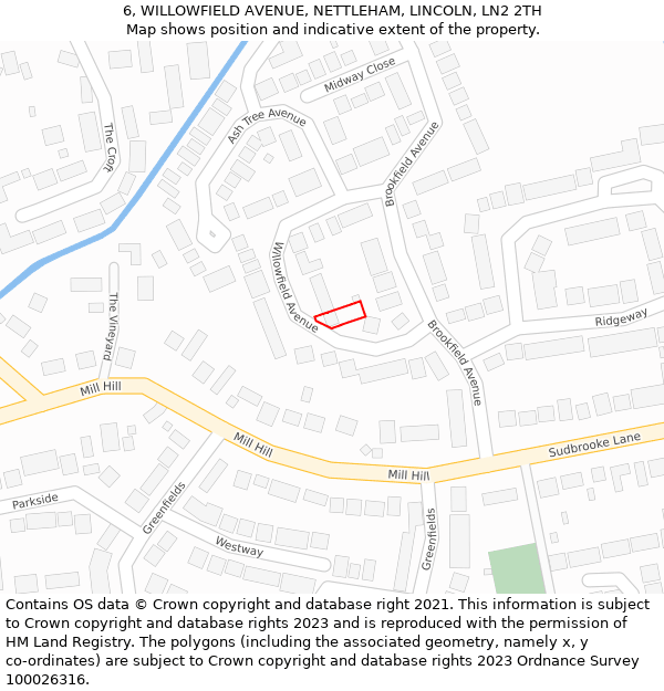 6, WILLOWFIELD AVENUE, NETTLEHAM, LINCOLN, LN2 2TH: Location map and indicative extent of plot