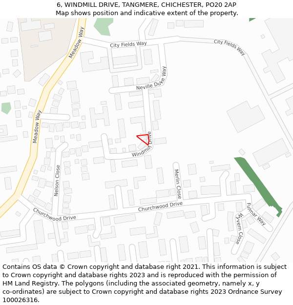 6, WINDMILL DRIVE, TANGMERE, CHICHESTER, PO20 2AP: Location map and indicative extent of plot