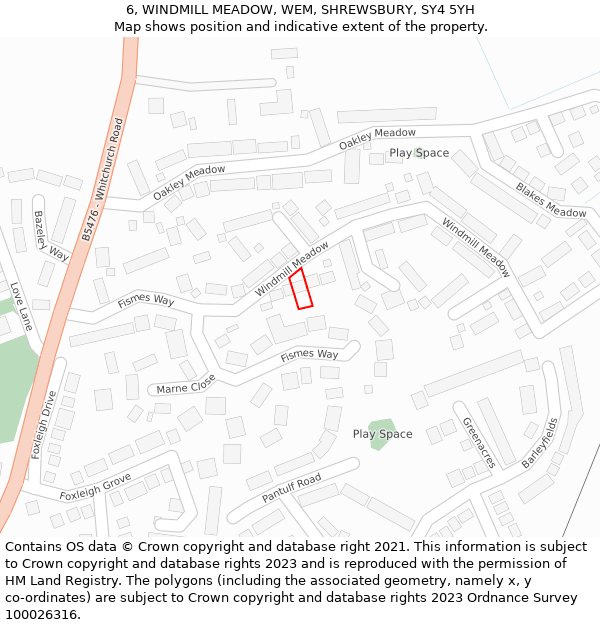 6, WINDMILL MEADOW, WEM, SHREWSBURY, SY4 5YH: Location map and indicative extent of plot