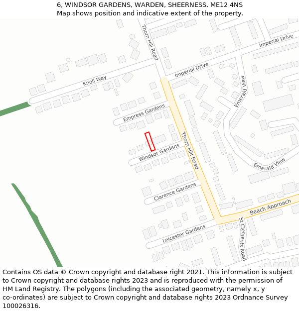 6, WINDSOR GARDENS, WARDEN, SHEERNESS, ME12 4NS: Location map and indicative extent of plot