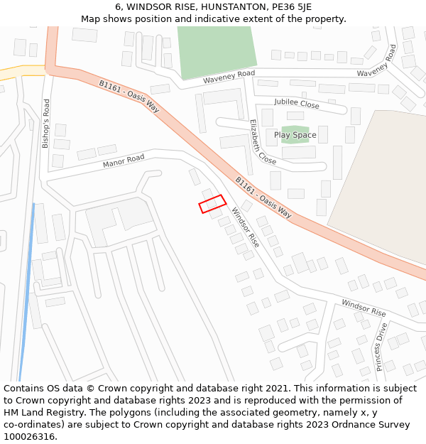 6, WINDSOR RISE, HUNSTANTON, PE36 5JE: Location map and indicative extent of plot