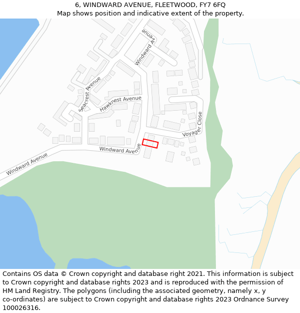 6, WINDWARD AVENUE, FLEETWOOD, FY7 6FQ: Location map and indicative extent of plot