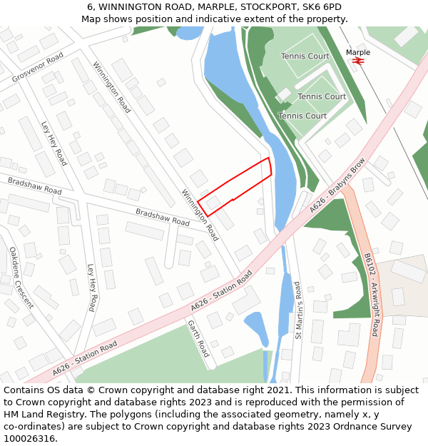 6, WINNINGTON ROAD, MARPLE, STOCKPORT, SK6 6PD: Location map and indicative extent of plot