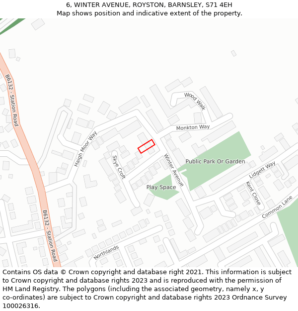 6, WINTER AVENUE, ROYSTON, BARNSLEY, S71 4EH: Location map and indicative extent of plot