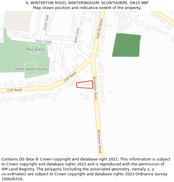 6, WINTERTON ROAD, WINTERINGHAM, SCUNTHORPE, DN15 9NF: Location map and indicative extent of plot