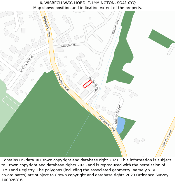 6, WISBECH WAY, HORDLE, LYMINGTON, SO41 0YQ: Location map and indicative extent of plot