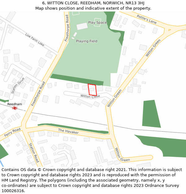 6, WITTON CLOSE, REEDHAM, NORWICH, NR13 3HJ: Location map and indicative extent of plot