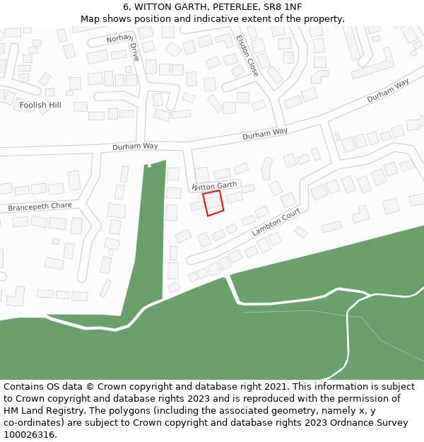 6, WITTON GARTH, PETERLEE, SR8 1NF: Location map and indicative extent of plot