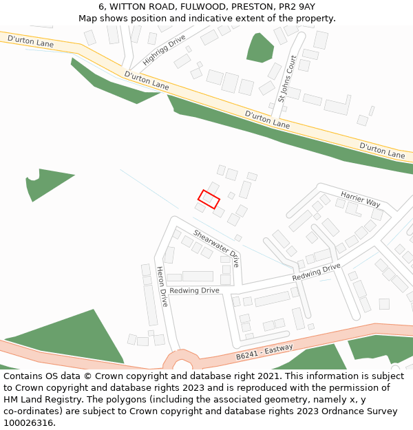 6, WITTON ROAD, FULWOOD, PRESTON, PR2 9AY: Location map and indicative extent of plot
