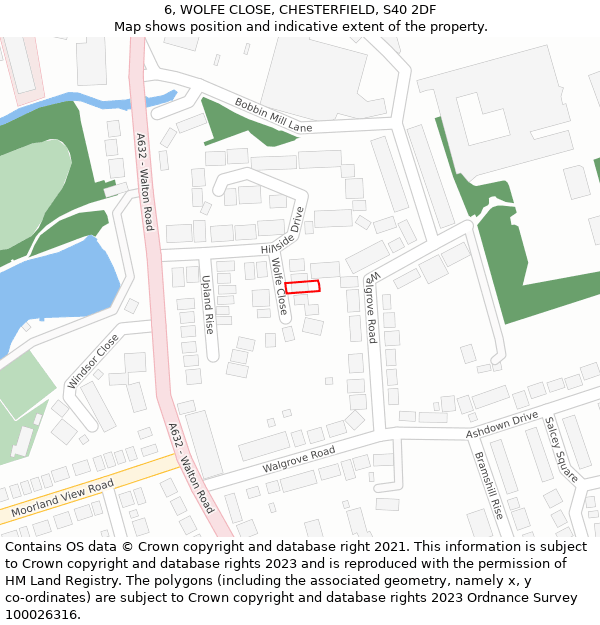 6, WOLFE CLOSE, CHESTERFIELD, S40 2DF: Location map and indicative extent of plot