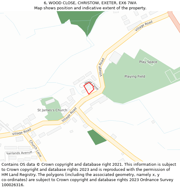 6, WOOD CLOSE, CHRISTOW, EXETER, EX6 7WA: Location map and indicative extent of plot