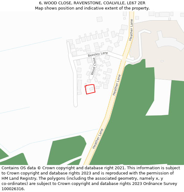 6, WOOD CLOSE, RAVENSTONE, COALVILLE, LE67 2ER: Location map and indicative extent of plot