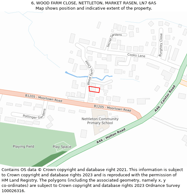 6, WOOD FARM CLOSE, NETTLETON, MARKET RASEN, LN7 6AS: Location map and indicative extent of plot