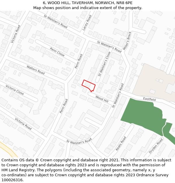 6, WOOD HILL, TAVERHAM, NORWICH, NR8 6PE: Location map and indicative extent of plot