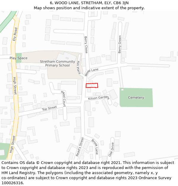 6, WOOD LANE, STRETHAM, ELY, CB6 3JN: Location map and indicative extent of plot