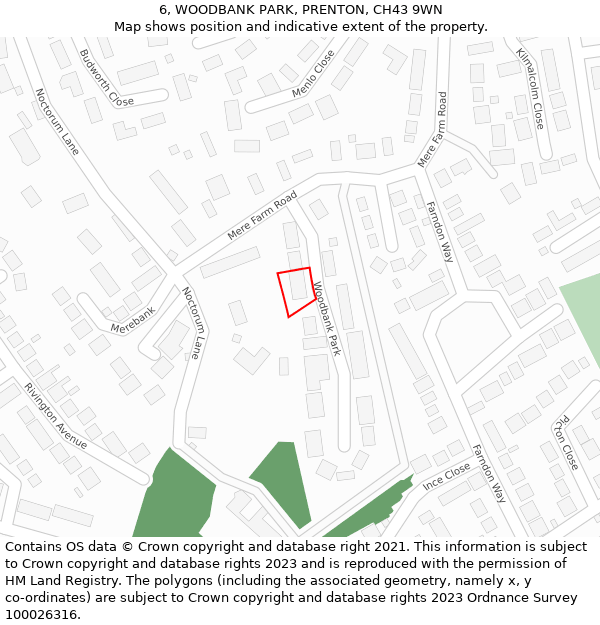6, WOODBANK PARK, PRENTON, CH43 9WN: Location map and indicative extent of plot