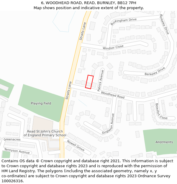 6, WOODHEAD ROAD, READ, BURNLEY, BB12 7PH: Location map and indicative extent of plot