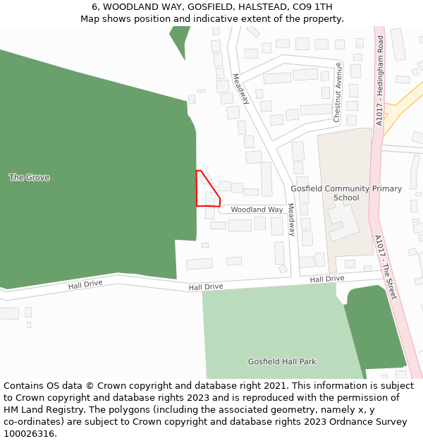 6, WOODLAND WAY, GOSFIELD, HALSTEAD, CO9 1TH: Location map and indicative extent of plot