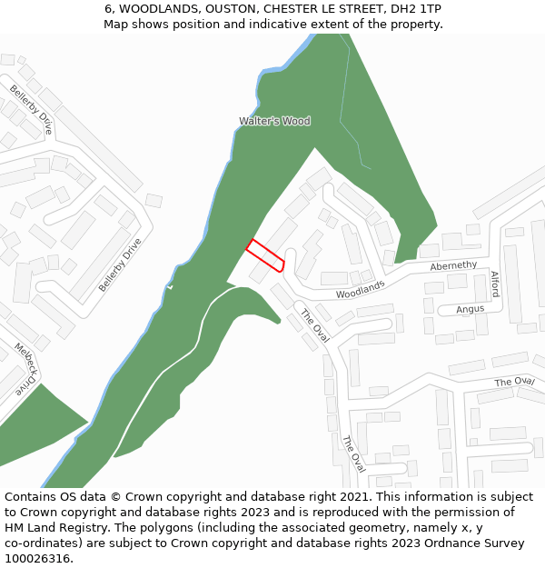 6, WOODLANDS, OUSTON, CHESTER LE STREET, DH2 1TP: Location map and indicative extent of plot